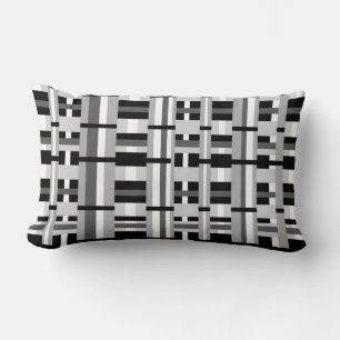 Plaid in Black White & Grey Lumbar Cushion