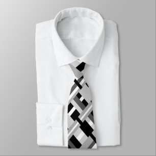 Plaid in Black, White & Grey Modern Pattern Tie