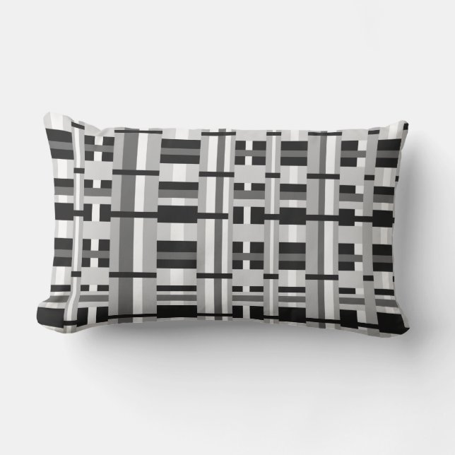 Plaid in Black White & Grey Outdoor Cushion (Front)