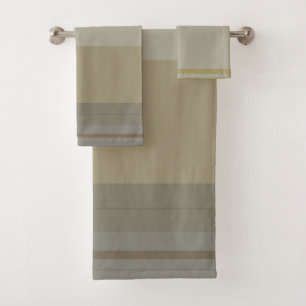 plaid in gold, silver copper, greys & beiges bath towel set