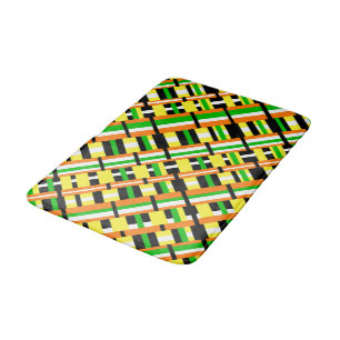 Plaid in Green, Orange & Yellow Modern Diagonal Bath Mat