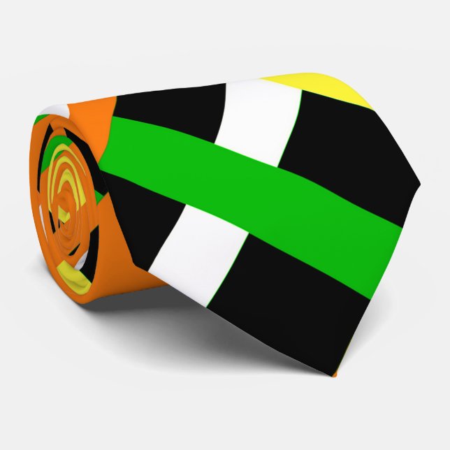 Plaid in Green, Orange & Yellow Modern Pattern Tie (Rolled)