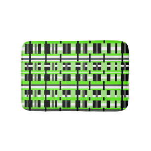 Plaid in Lime Green, Black & Grey Bath Mat