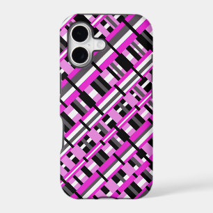 Plaid in Pink, Black & Grey Diagonal