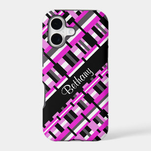 Plaid in Pink, Black & Grey Personalise Name