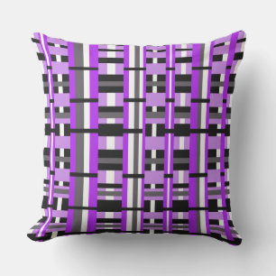 Plaid in Purple, Black & Grey Cushion
