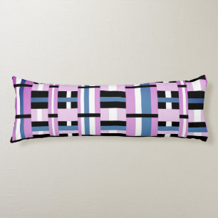 Plaid in Slate Blue, Orchid, Black & White Body Cushion