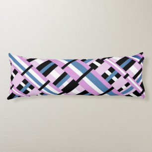 Plaid in Slate Blue, Orchid, Black & White Body Cushion