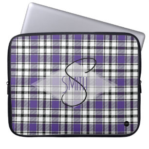 Plaid Laptop Cover w Purpl black and white HAMbyWG