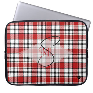 Plaid Laptop Cover w red, black and white 