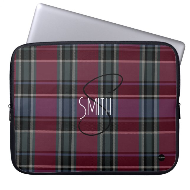 Plaid Laptop Cover with Maroon HAMbyWG (Front)