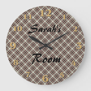 Plaid Large Clock