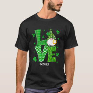 Plaid Leopard Love Gnome Farmer Happy St. Patricks T-Shirt