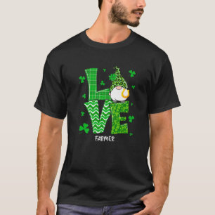 Plaid Leopard Love Gnome Farmer Happy St. Patricks T-Shirt