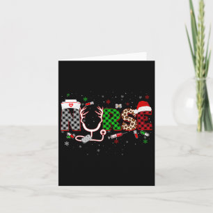 Plaid Leopard Nurse Christmas Xmas Rn Cna Icu Scur Card