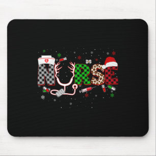 Plaid Leopard Nurse Christmas Xmas Rn Cna Icu Scur Mouse Pad