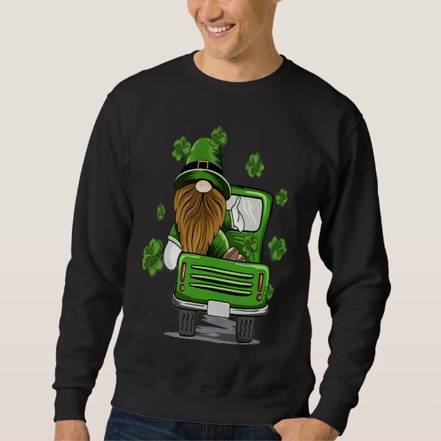 Plaid Leprechaun Monster Truck St Patrick's Day Lu Sweatshirt (Front)
