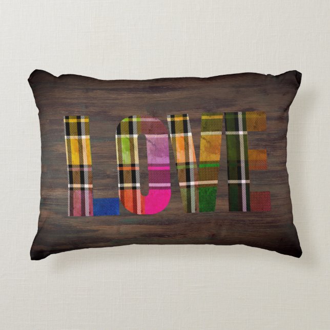 Plaid Love Accent Pillow by HAMbyWG (Front)