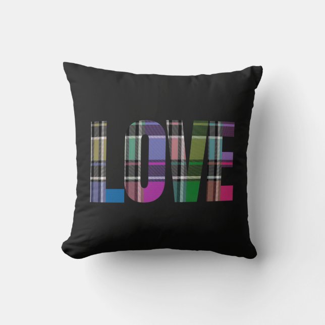 Plaid Love Accent Pillow by HAMbyWG (Front)