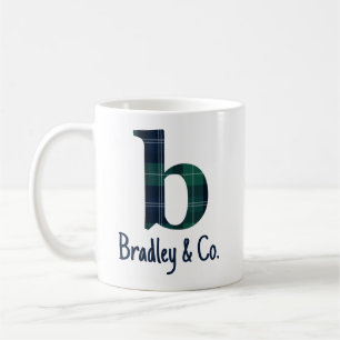 Plaid Lowercase Letter b Initial With Family Name Coffee Mug