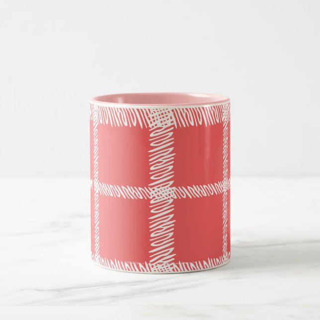 Plaid LtPink Two-Tone Coffee Mug (Center)