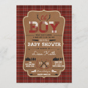 Plaid Lumberjack Baby Boy Shower Invitations