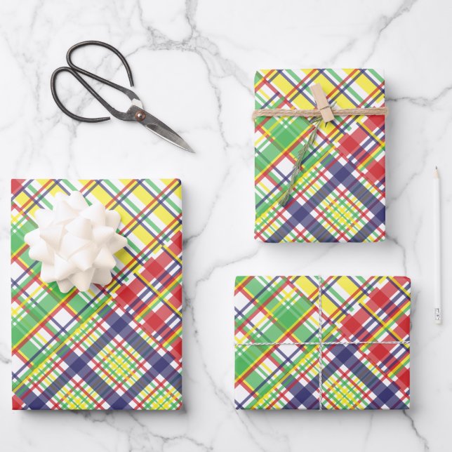 Plaid Madras Gift Wrapping Paper Sheets (Front)