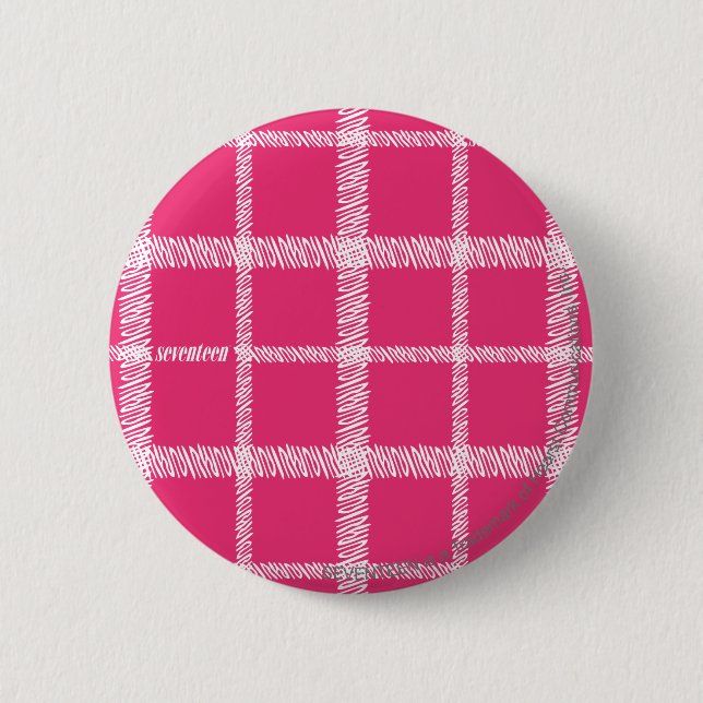 Plaid Magenta 6 Cm Round Badge (Front)