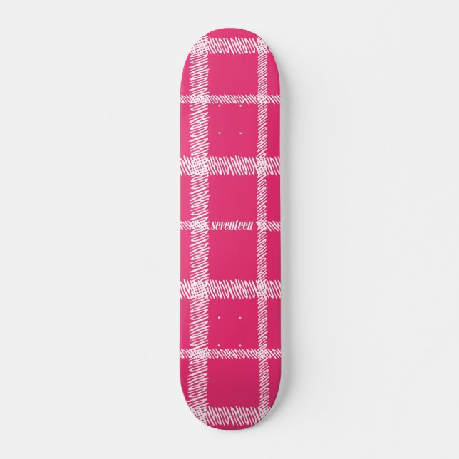 Plaid Magenta Skateboard (Front)