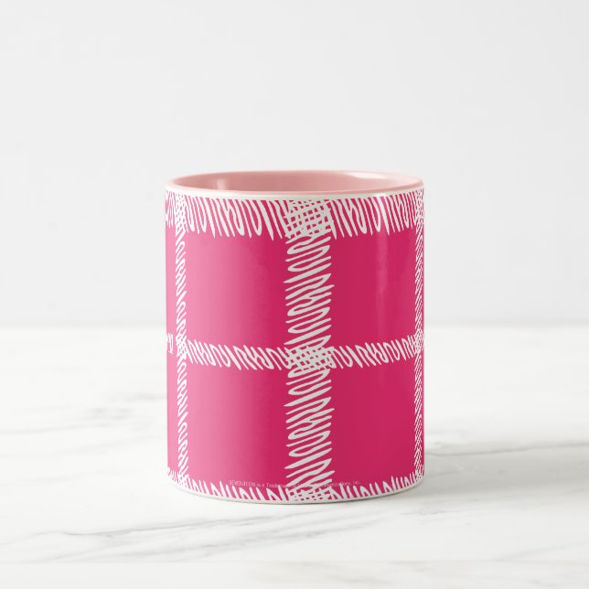 Plaid Magenta Two-Tone Coffee Mug (Center)