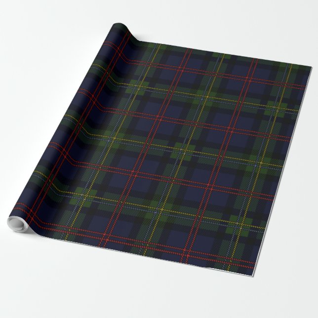 Plaid Malcolm Purple Green Red Check Tartan Wrapping Paper (Unrolled)