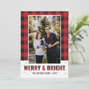 Plaid Merry & Bright Holiday Christmas Photo Card