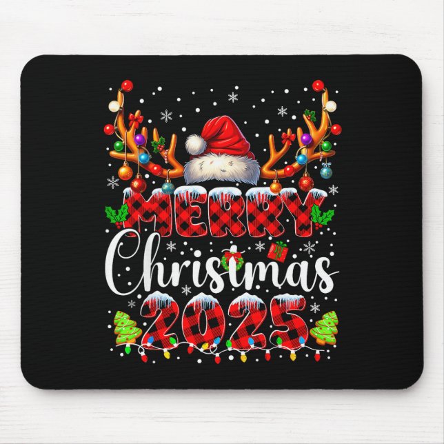 Plaid Merry Christmas 2025 Xmas Family Matching Pa Mouse Pad (Front)