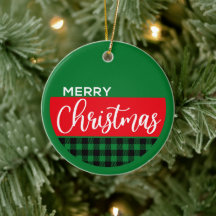Plaid Merry Christmas - Christmas Ornament