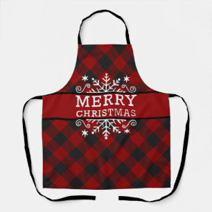 Plaid Merry Christmas snowflake  Apron