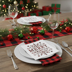 Plaid Merry Christmas snowflake Napkin
