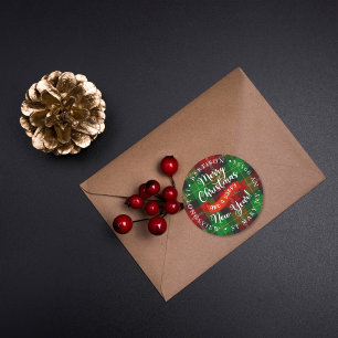 Plaid Merry Christmas Sticker Label