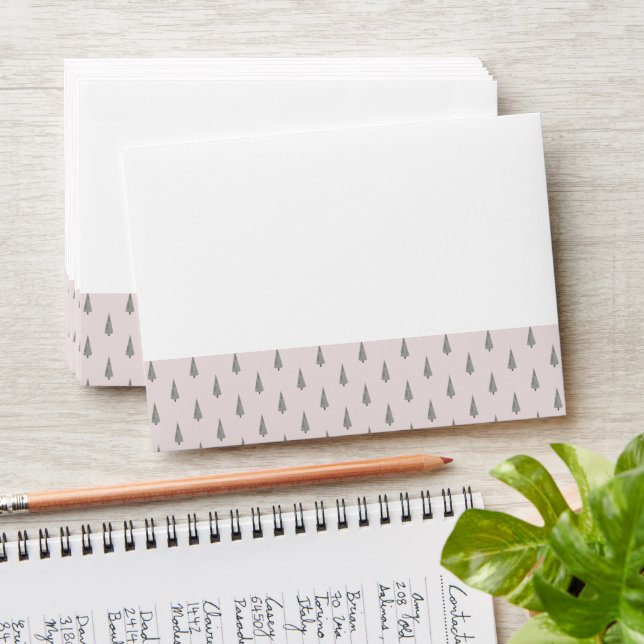 Plaid Merry Christmas Tree Modern Pattern Envelope (Stacked)