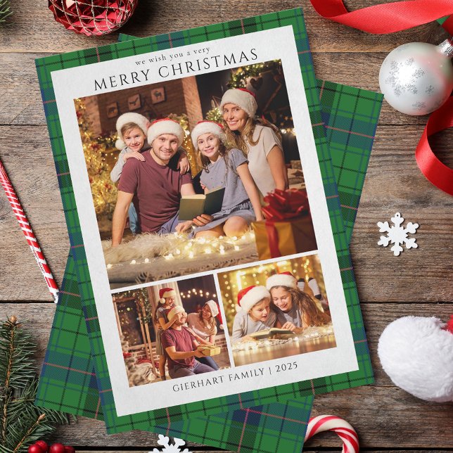 Plaid Modern Christmas Photos Tartan Rustic Holiday Card (Plaid Modern Christmas Photos Tartan Rustic Holiday Card)