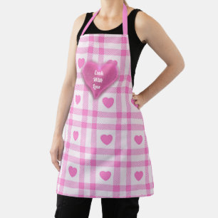 Plaid Modern Pink Heart Collection Apron