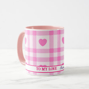 Plaid Modern Pink Heart Collection Mug