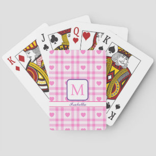 Plaid Modern Pink Heart Collection Playing Cards