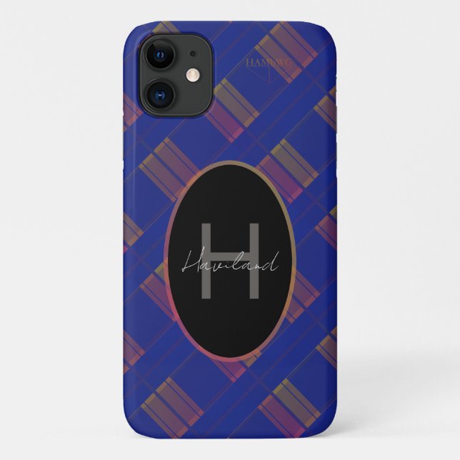 Plaid Monogram iPhone Case HAMbWG (Back)