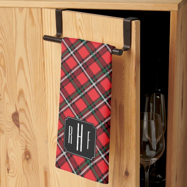 Plaid - Monogram Kitchen Towel (Thirds Fold)