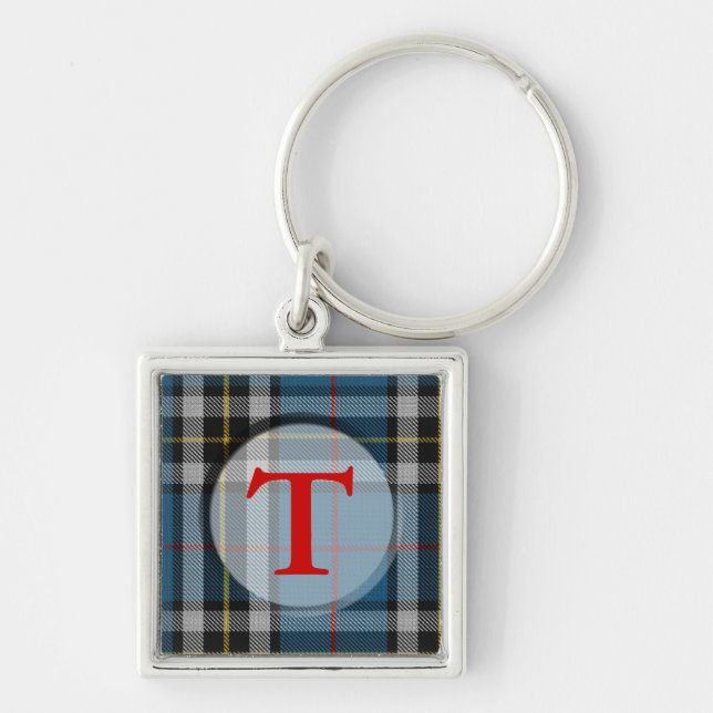 Plaid Monogram/Photo Frame Key Ring (Front)