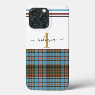Plaid Monogram Script Clan Anderson Tartan iPhone 13 Pro Case