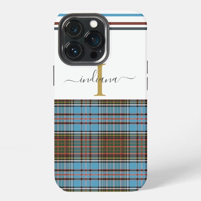 Plaid Monogram Script Clan Anderson Tartan iPhone Case (Back)