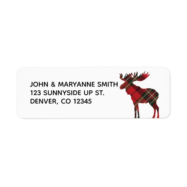 Plaid Moose Return Address Label (Front)