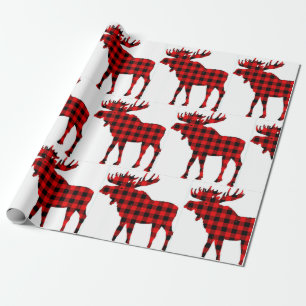 Plaid Moose Wrapping Paper