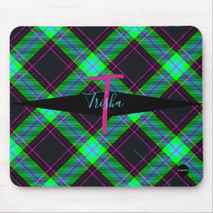 Plaid Mousepad - HAMbyWG - Black, mint, pink